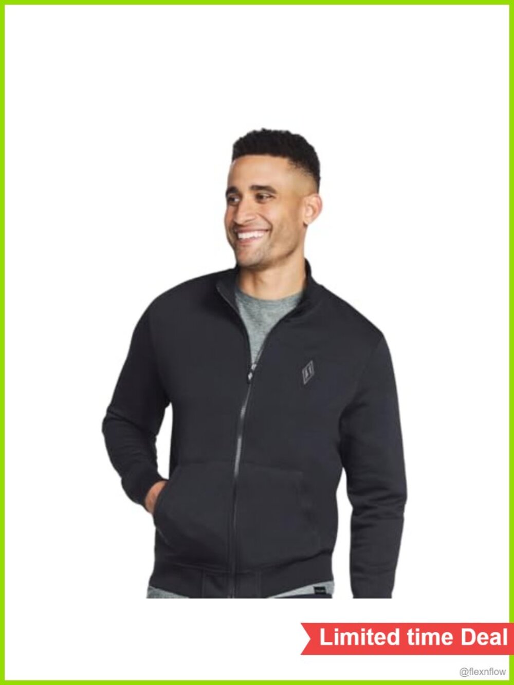 Men's French Terry Full Zip Mock Neck Hoodless Hoodie